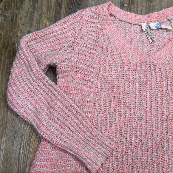 Anthropologie Moth Pullover Swing Sweater Pink Gray V-Neck Knit Size S - Picture 6 of 10